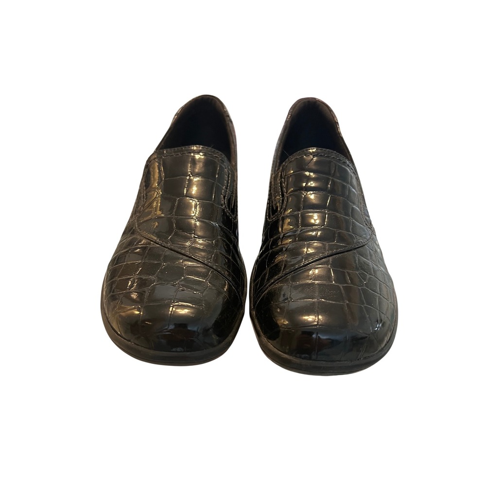 Clarks Bendables Black Croc‎ Embossed Patent Leather Slip On Loafers 9N 38633
